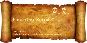 Pacsolay Kornél névjegykártya